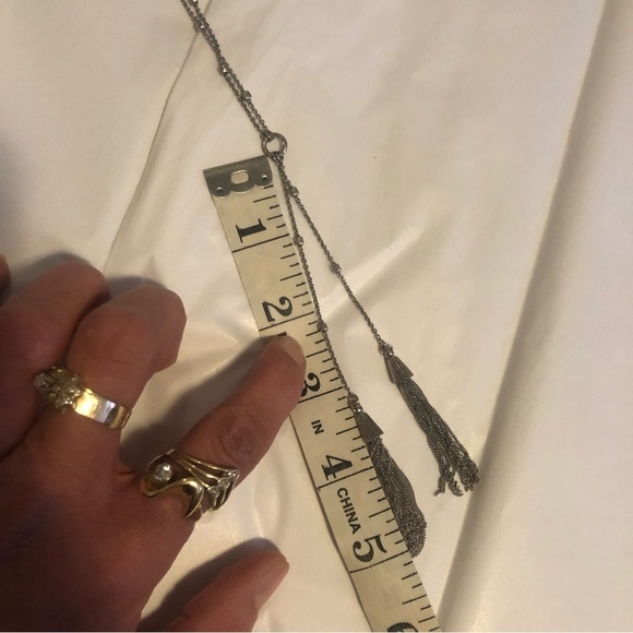 Dyadema Sterling Silver & Crystal Lariat Tassel Chain Super Long 34” + 5” Drop - Picture 10 of 10